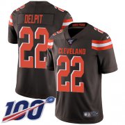 Wholesale Cheap Nike Browns #22 Grant Delpit Brown Team Color Men's Stitched NFL 100th Season Vapor Untouchable Limited Jersey