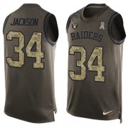 Wholesale Cheap Nike Raiders #34 Bo Jackson Green Men's Stitched NFL Limited Salute To Service Tank Top Jersey