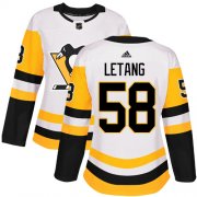 Wholesale Cheap Adidas Penguins #58 Kris Letang White Road Authentic Women's Stitched NHL Jersey