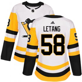 Wholesale Cheap Adidas Penguins #58 Kris Letang White Road Authentic Women\'s Stitched NHL Jersey