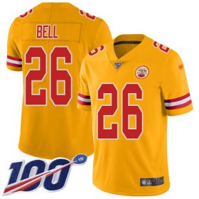 Wholesale Cheap Nike Chiefs #26 Le\'Veon Bell Gold Men\'s Stitched NFL Limited Inverted Legend 100th Season Jersey