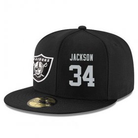 Wholesale Cheap Oakland Raiders #34 Bo Jackson Snapback Cap NFL Player Black with Silver Number Stitched Hat