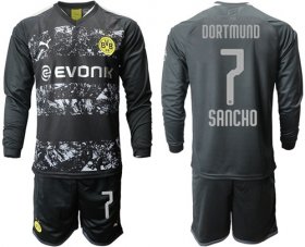Wholesale Cheap Dortmund #7 Sancho Away Long Sleeves Soccer Club Jersey