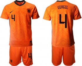 Wholesale Cheap Men 2020-2021 European Cup Netherlands home orange 4 Nike Soccer Jersey