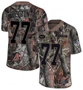 Wholesale Cheap Nike Jets #77 Mekhi Becton Camo Men\'s Stitched NFL Limited Rush Realtree Jersey