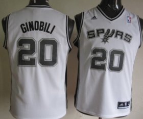Cheap San Antonio Spurs #20 Manu Ginobili White Kids Jersey