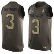 Wholesale Cheap Nike Patriots #3 Stephen Gostkowski Green Men's Stitched NFL Limited Salute To Service Tank Top Jersey