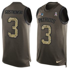 Wholesale Cheap Nike Patriots #3 Stephen Gostkowski Green Men\'s Stitched NFL Limited Salute To Service Tank Top Jersey