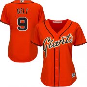 Wholesale Cheap Giants #9 Brandon Belt Orange Alternate Women's Stitched MLB Jersey