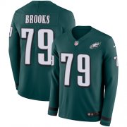 Wholesale Cheap Nike Eagles #79 Brandon Brooks Midnight Green Team Color Men's Stitched NFL Limited Therma Long Sleeve Jersey