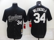 Wholesale Cheap Men's Los Angeles Dodgers #34 Fernando Valenzuela Black Cooperstown Collection Cool Base Stitched Nike Jersey