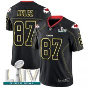Wholesale Cheap Nike Chiefs #87 Travis Kelce Lights Out Black Super Bowl LIV 2020 Men's Stitched NFL Limited Rush Jersey