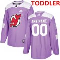 Wholesale Cheap Toddler New Jersey Devils Purple Pink Custom Adidas Hockey Fights Cancer Practice Jersey