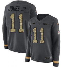 Wholesale Cheap Nike Lions #11 Marvin Jones Jr Anthracite Salute to Service Women\'s Stitched NFL Limited Therma Long Sleeve Jersey