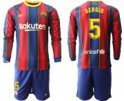 Wholesale Cheap Men 2020-2021 club Barcelona home long sleeve 5 red Soccer Jerseys