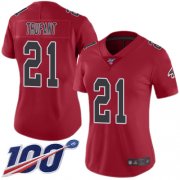 Wholesale Cheap Nike Falcons #21 Desmond Trufant Red Women's Stitched NFL Limited Rush 100th Season Jersey