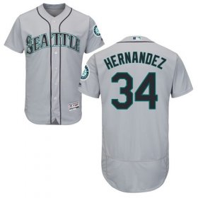 Wholesale Cheap Mariners #34 Felix Hernandez Grey Flexbase Authentic Collection Stitched MLB Jersey