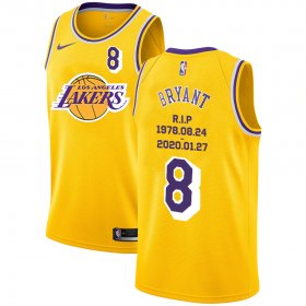 Wholesale Cheap Lakers 8 Kobe Bryant Yellow Nike R.I.P Swingman Jersey
