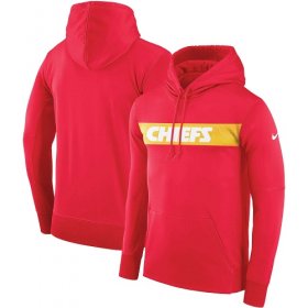 Wholesale Cheap Men\'s Kansas City Chiefs Nike Red Sideline Team Performance Pullover Hoodie