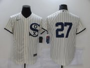 Wholesale Cheap Men's Chicago White Sox #27 Lucas Giolito 2021 Cream Navy Field of Dreams Flex Base Stitched Jersey