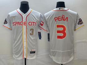 Cheap Men\'s Houston Astros #3 Jeremy Pena Number White 2023 City Connect Flex Base Stitched Jersey1