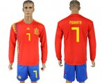 Wholesale Cheap Spain #7 Morata Red Home Long Sleeves Soccer Country Jersey