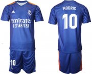 Wholesale Cheap Men 2021-2022 Club Real Madrid away blue 10 Adidas Soccer Jersey
