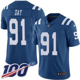 Wholesale Cheap Nike Colts #91 Sheldon Day Royal Blue Men\'s Stitched NFL Limited Rush 100th Season Jersey