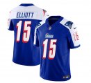 Wholesale Cheap Men's New England Patriots #15 Ezekiel Elliott Blue White 2023 F.U.S.E. Vapor Limited Football Stitched Jersey