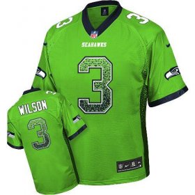 Wholesale Cheap Nike Seahawks #3 Russell Wilson Green Men\'s Stitched NFL Elite Drift Fashion Jersey