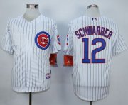 Wholesale Cheap Cubs #12 Kyle Schwarber White Strip Cool Base Stitched MLB Jersey