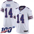 Wholesale Cheap Nike Bills #14 Stefon Diggs White Men's Stitched NFL 100th Season Vapor Untouchable Limited Jersey