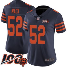 Wholesale Cheap Nike Bears #52 Khalil Mack Navy Blue Alternate Women\'s Stitched NFL 100th Season Vapor Limited Jersey