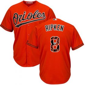 Wholesale Cheap Orioles #8 Cal Ripken Orange Team Logo Fashion Stitched MLB Jersey