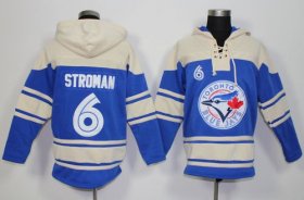 Wholesale Cheap Blue Jays #6 Marcus Stroman Blue Sawyer Hooded Sweatshirt MLB Hoodie