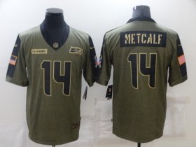 Wholesale Cheap Men\'s Seattle Seahawks #14 DK Metcalf Nike Olive 2021 Salute To Service Limited Player Jersey