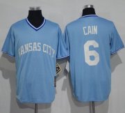 Wholesale Cheap Royals #6 Lorenzo Cain Light Blue Cooperstown Stitched MLB Jersey