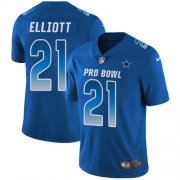 Wholesale Cheap Nike Cowboys #21 Ezekiel Elliott Royal Men's Stitched NFL Limited NFC 2019 Pro Bowl Jersey