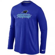 Wholesale Cheap Nike Carolina Panthers Authentic Logo Long Sleeve T-Shirt Blue