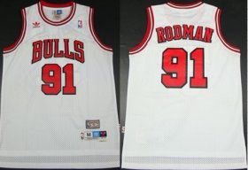 Wholesale Cheap Chicago Bulls #91 Dennis Rodman White Swingman Throwback Jersey