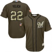 Wholesale Cheap Brewers #22 Christian Yelich Green Salute to Service Stitched MLB Jersey
