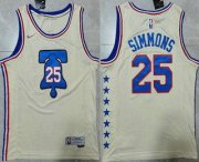 Wholesale Cheap Men's Philadelphia 76ers #25 Ben Simmons Cream Nike Swingman 2021 Earned Edition Stitched Jersey