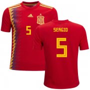 Wholesale Cheap Spain #5 Sergio Red Home Kid Soccer Country Jersey