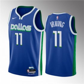 Wholesale Cheap Men\'s Dallas Mavericks #11 Kyrie Irving Blue 2022-23 City Edition Stitched Basketball Jersey