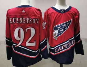 Wholesale Cheap Men\'s Washington Capitals #92 Evgeny Kuznetsov Red 2021 Retro Stitched NHL Jersey
