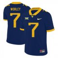 Wholesale Cheap West Virginia Mountaineers 7 Daryl Worley Navy College Football Jersey