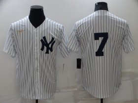 Wholesale Cheap Men\'s New York Yankees #7 Mickey Mantle No Name White Throwback Stitched MLB Cool Base Nike Jersey