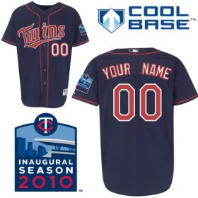 Wholesale Cheap Twins Personalized Authentic Blue Cool Base w/2010 Inaugural Stadium Patch MLB Jersey (S-3XL)