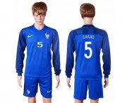 Wholesale Cheap France #5 Sakho Home Long Sleeves Soccer Country Jersey