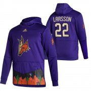 Wholesale Cheap Arizona Coyotes #22 Johan Larsson Adidas Reverse Retro Pullover Hoodie Purple